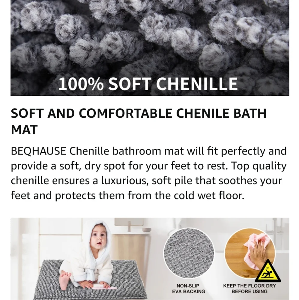 Beqhause Chenille Bath Rug - 17